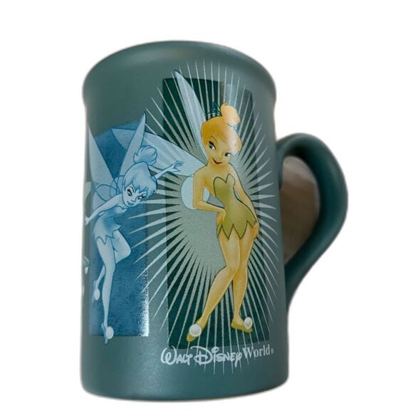 Walt Disney World Park Disneyana Collectible Teal Blue Tinkerbell Coffee Mug - Picture 2 of 4